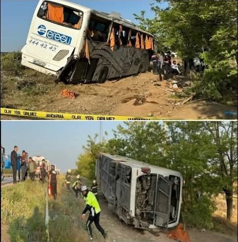 Şehirlerarası yolcu otobüsü kaza yaptı
