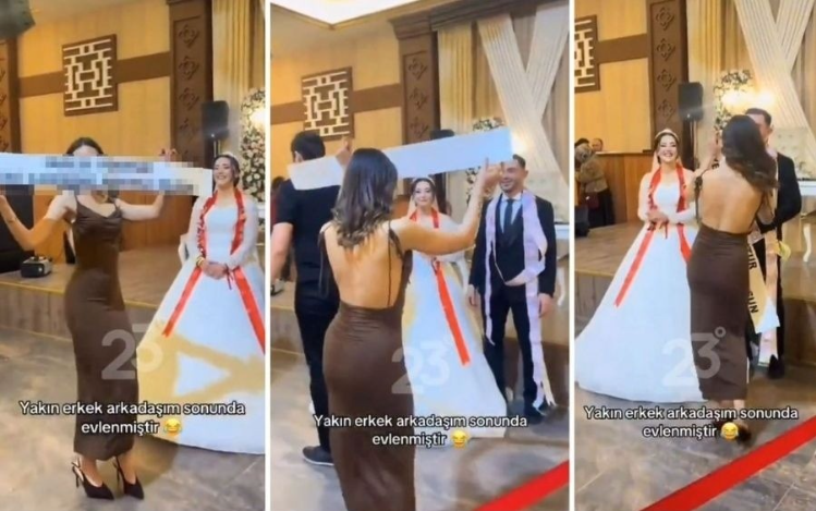 Düğünde açtığı pankarta bakın