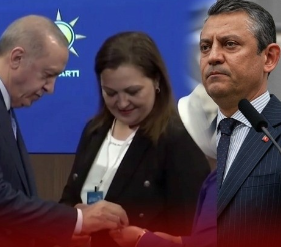 Burcu Köksal’ın rozetini takan Erdoğan