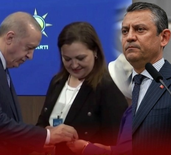 Burcu Köksal’ın rozetini takan Erdoğan