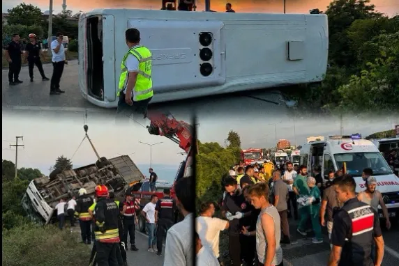 Otobüs devrildi, çok sayıda yaralı var!
