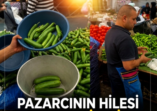 Pazarda salatalık satışı yapan bir esnafın ürünleri daha ağır göstermek için yaptığı iddia edilen yöntem sosyal medyada gündem oldu