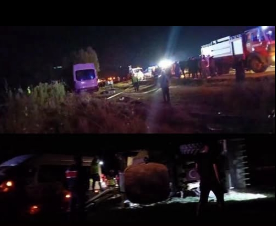 İki işçi servisi ile iş makinası çarpıştı | Maleseef
